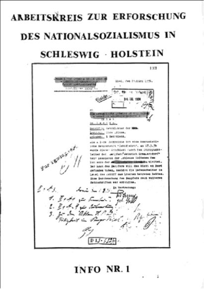 Info 1 Titelbild: Gestapodokument 1936