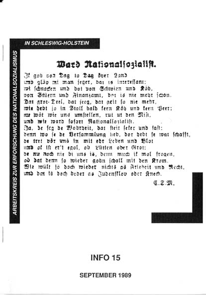 Info 15 Titelbild: Plattdeutsches Gedicht: Ward Nationalsozialist, 1929