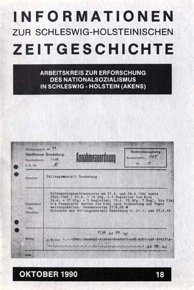 ISHZ 18 Titelbild: Transportkostenabrechnung fr so genannte Nacht und Nebelgefangene, Rendsburg 1944